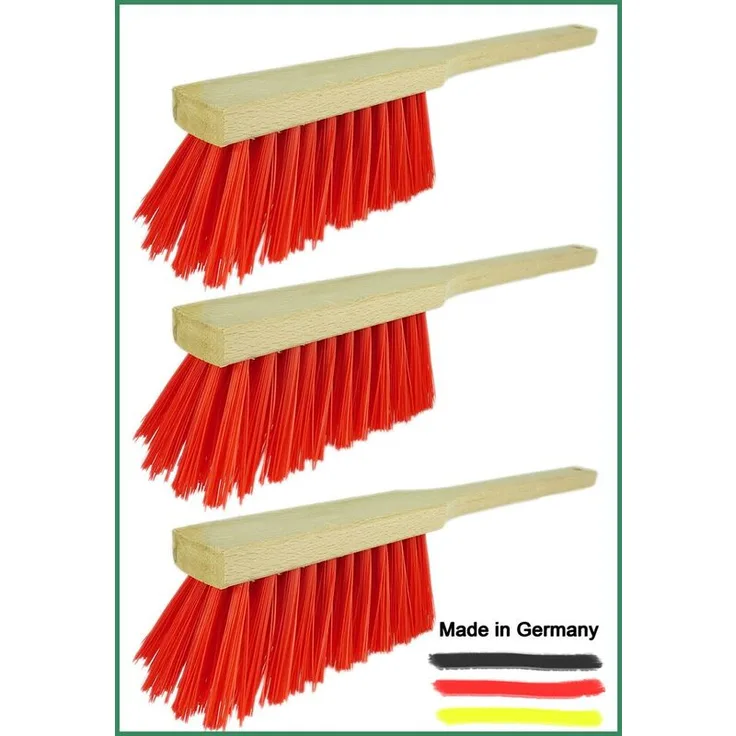 Novaliv 4x Handfeger mit langem Stiel I 45 cm I Elaston I Schneebesen Holz Schnee Feger Kehrwisch dust brush