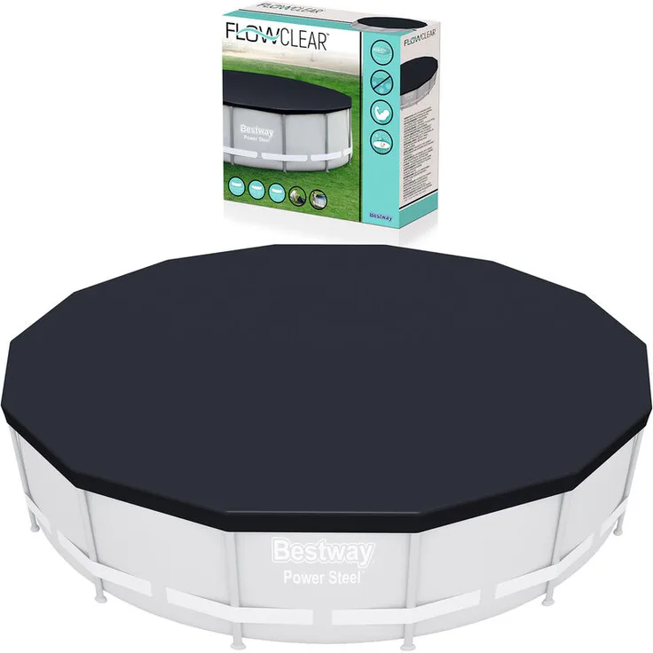 BESTWAY Frame Pool Swimmingpool Schutz Abdeckung Abdeckplane Cover Ø 427cm
