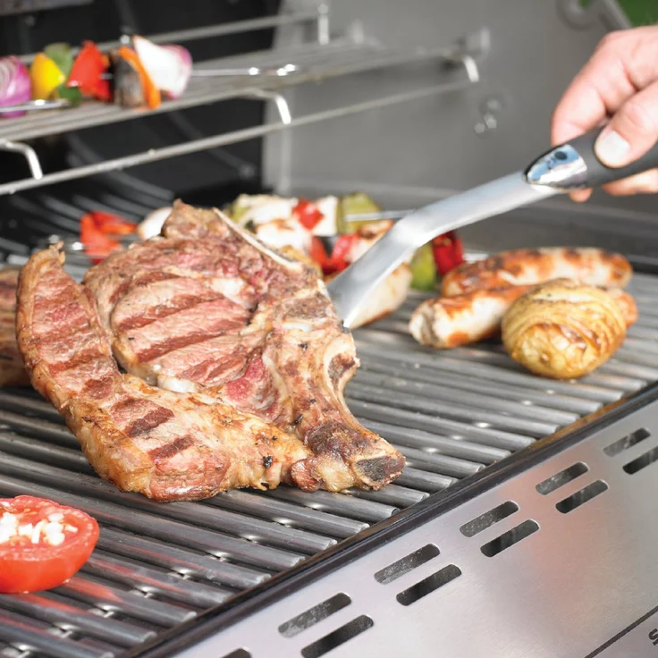 Weber 6625 Premium Grillbesteckset 2-teilig Grillwerkzeug, Edelstahl, 45 cm lang, Zange und Wender, schwarz silber – Bild 8