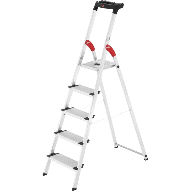 Hailo L80 ComfortLine, Alu-Sicherheits-Stehleiter, 5 Stufen – Bild 1
