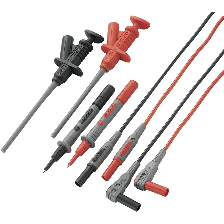 VOLTCRAFT MS-6 Sicherheits-Messleitungs-Set (Lamellenstecker 4mm - Prüfspitze) 1.20m Schwarz, Rot 1 Set