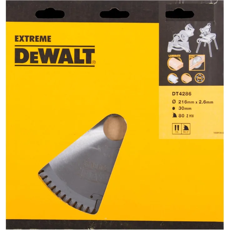 DeWalt Stationärkreissägeblatt - Kreissägeblatt Extreme (216-30mm 80TFZ, extra feines Finish (Furniern, Aluminium und Kunststoffen)), DT4286