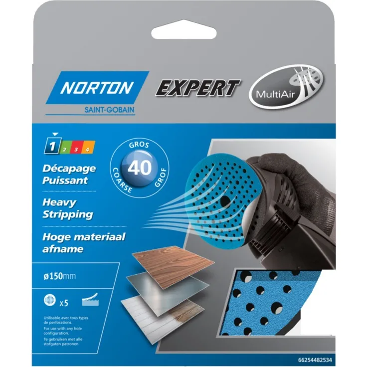 Norton Expert Schleifscheiben selbstklebend Ø 150 Korn 40 5 Stück