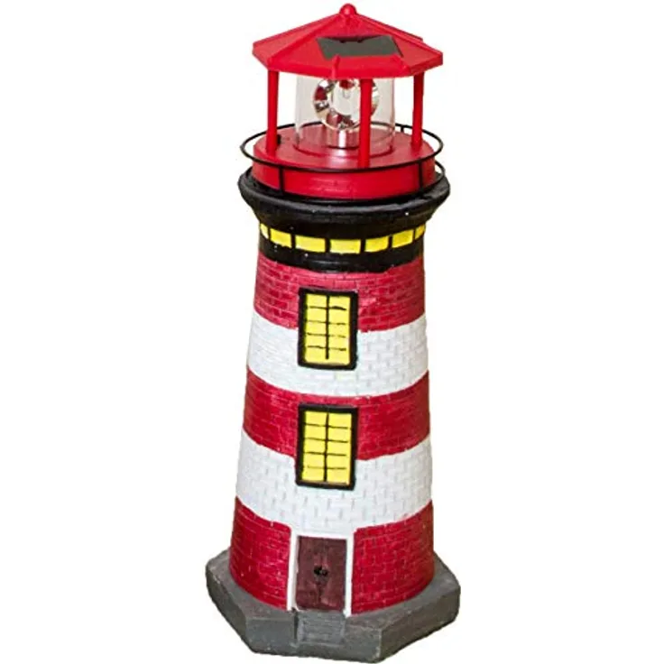 Beach & Pool Solar-Leuchtturm, rot/weiß, 37 cm