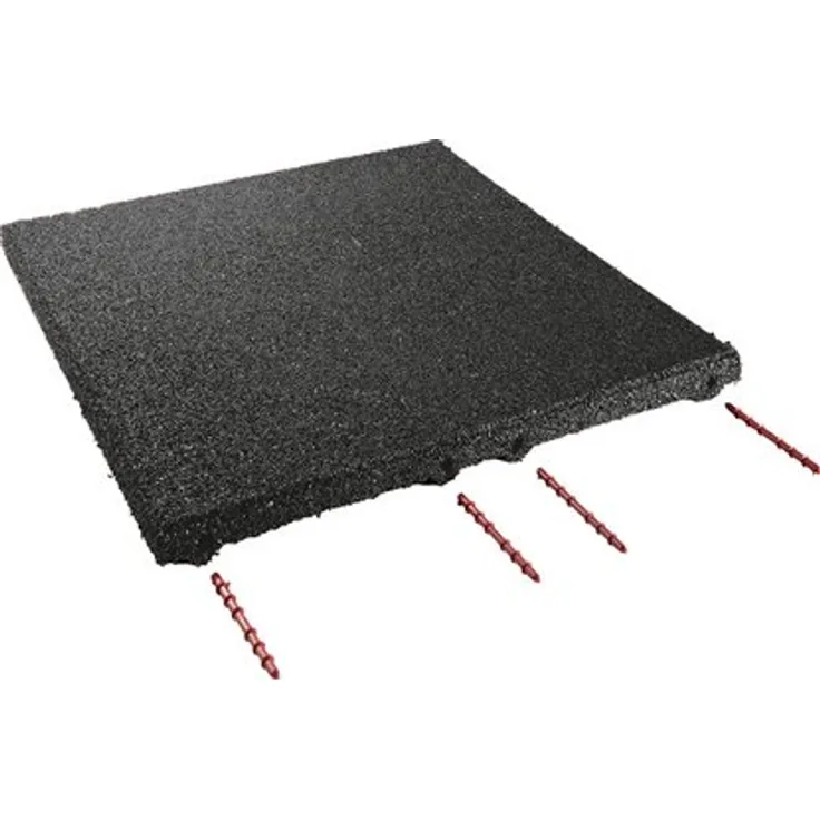 Fallschutzplatte/Elastikmatte Schwarz 50 cm x 50 cm x 3 cm