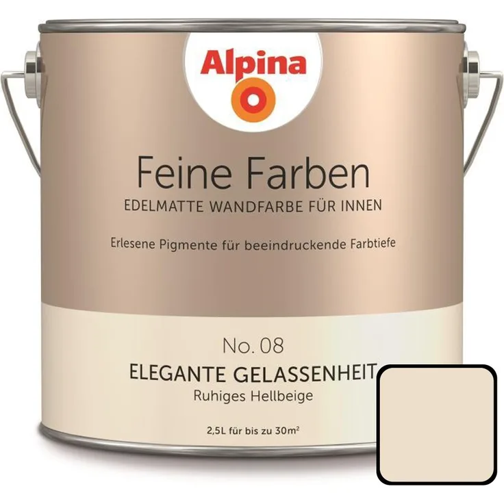 Alpina Feine Farbe No. 08 2,5 l, ruhiges hellbeige, Elegante Gelassenheit