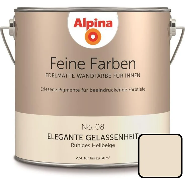 Alpina Feine Farbe No. 08 2,5 l, ruhiges hellbeige, Elegante Gelassenheit – Bild 1