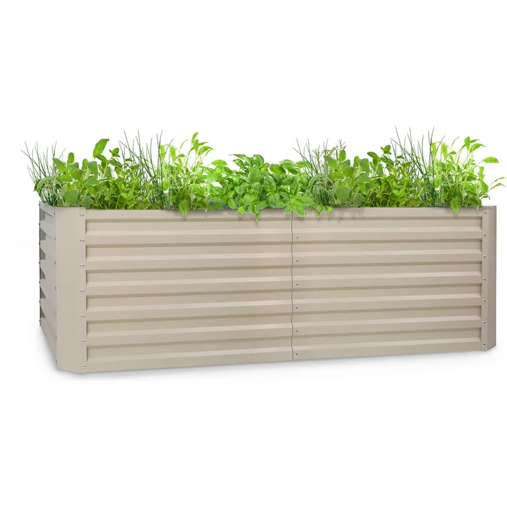 High Grow Straight Hochbeet 200x60x100cm 1200l Stahl Beige