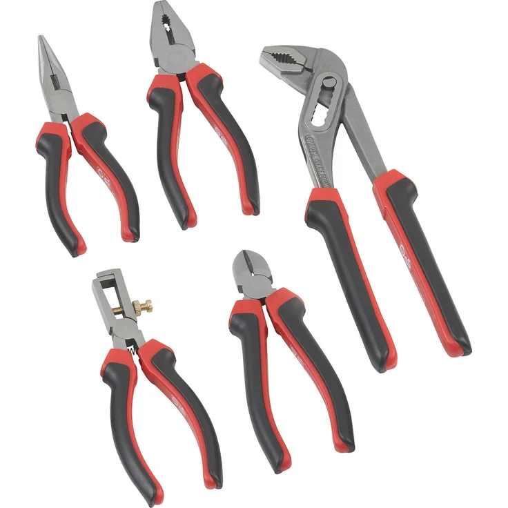 Meister Zangen-Satz 5-teilig - Kombizange - Seitenschneider - Spitzzange - Abisolierzange - Wasserpumpenzange - Für Haushalt, Werkstatt & Co. , Zangen-Set , Zangen-Werkzeug , Handwerkzeug , 1570500