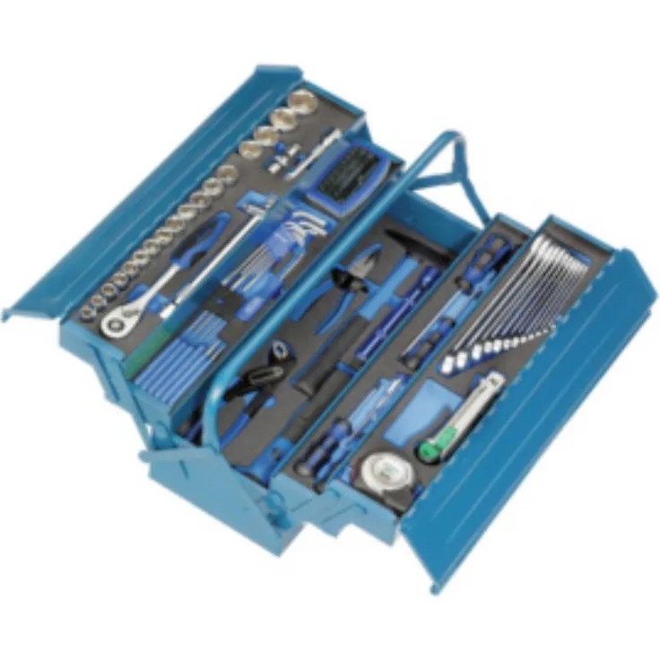Heyco-Heytec 50807694500 Montage-Werkzeugkasten, Stahlblech 5-fach aufklappbar inklusive 96-teiligem Werkzeugsortiment, 5 Modulen