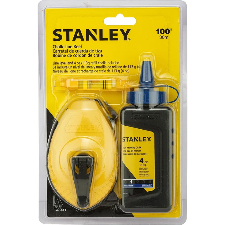 STANLEY 0-47-443 SchlagschnurSet - Gerät, Schnurwasserwaage, Kreide BLAU 30m – Bild 2