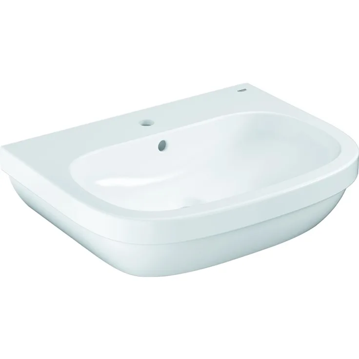 GROHE Waschtisch EURO KERAMIK wandhängend, 1 Hahnloch, mit Überlauf 650 x 515 mm Proguard-Hyperclean alpinweiß