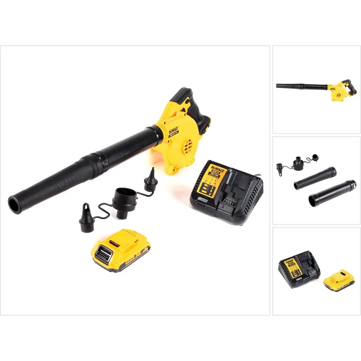DeWalt DCV 100 D1 18 V Akku Gebläse - Laubbläser plus 1 x DCB 183 2 Ah Akku plus DCB 115 Ladegerät 265 Watt