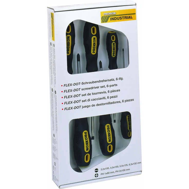 PROXXON 22604 FLEX DOT Schraubendreher Satz 2 x PH Kreuzschlitz & 4 x Schlitzschraubendreher 6 teilig