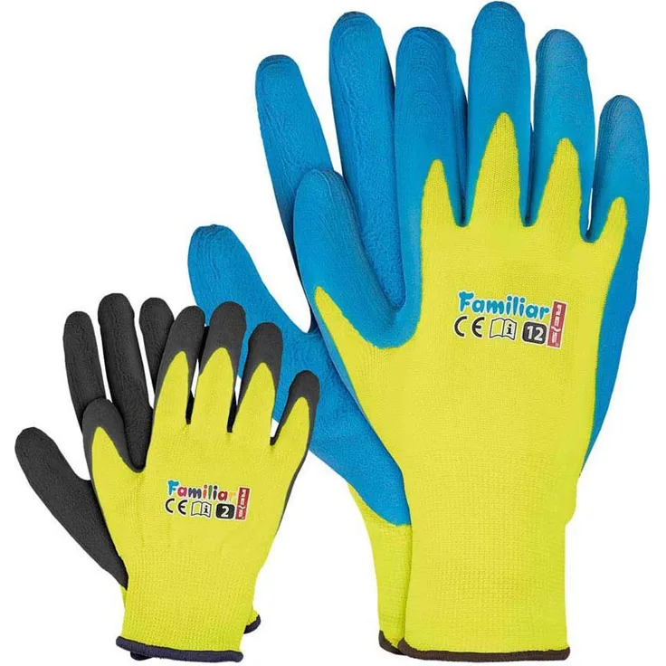 Reis Familiar_2 Schutzhandschuhe, Gelb-Schwarz, Gelb-Blau, 2 Größe, 6 Stück