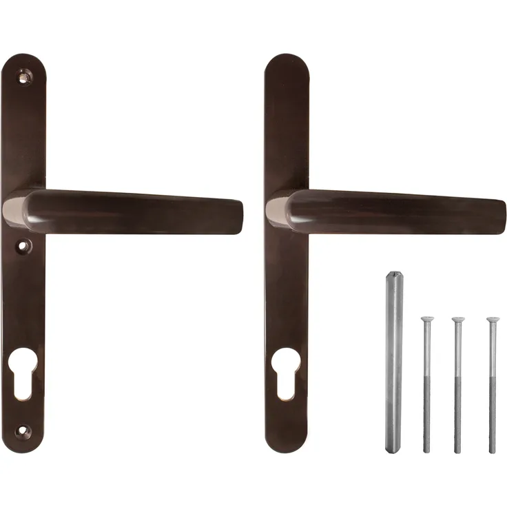 kj-vertrieb Türgriff / Türdrücker / Türklinke / Drückergarnitur DHS 92mm (Schildbreite 28mm) - Braun RAL 8077