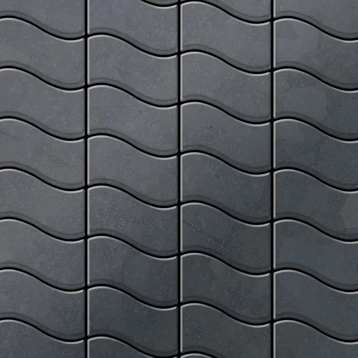 Mosaik Fliese massiv Metall Rohstahl gewalzt in grau 1,6mm stark ALLOY Flux-RS Designed by Karim Rashid 0,86 m2