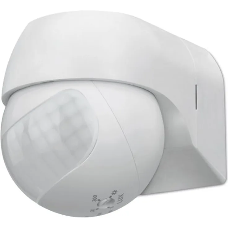 conecto Infrarot Bewegungsmelder innenßen Aufputz Wand LED 180° schwenkbar neigbar IP44 Dämmerungssensor (1 Stück), weiß