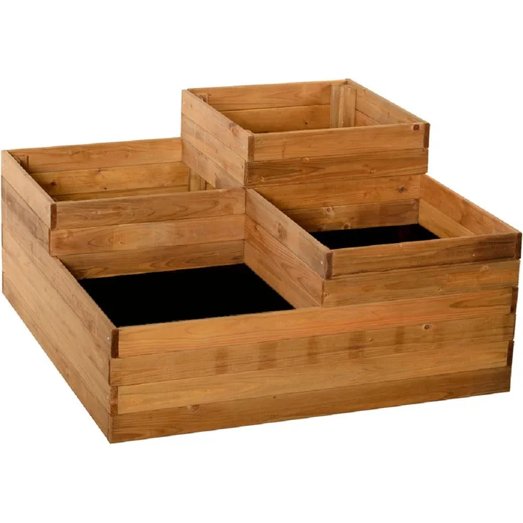 Nativ Garten Pflanzkasten mit 4 Fächern aus Holz, Hochbeet, Gartenbeet