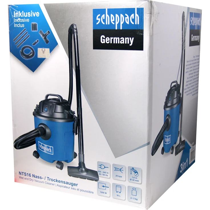 Scheppach Nass- und Trockensauger NTS16 Bodenreiniger Mehrzwecksauger | 16L Behälter | 17000Pa Saugleistung | 1200W – Bild 4