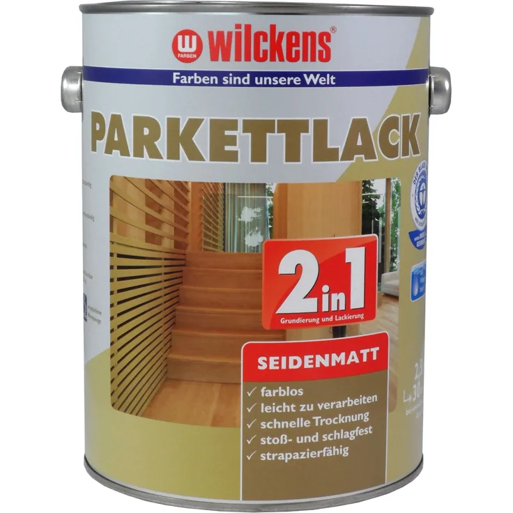 Wilckens - Wilckens 2,5l 2in1 Parkettlack seidenmatt Farblos Grundierung Fußboden Parkett - transparent