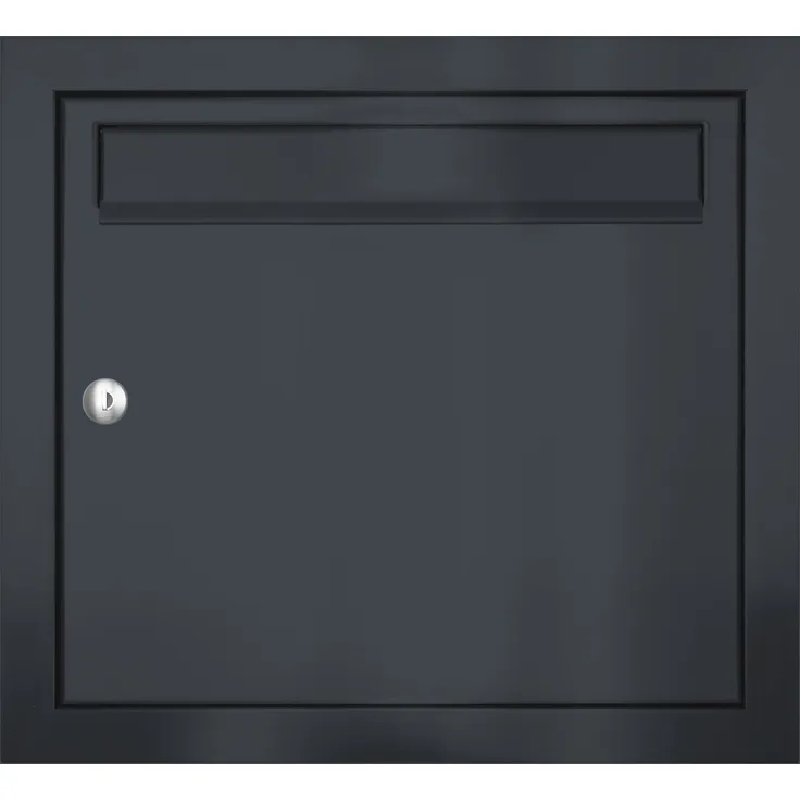MOCAVI UP Unterputz-Briefkasten anthrazit-grau RAL 7016 (12 Liter) Einbaubriefkasten dunkelgrau mit Schloss links