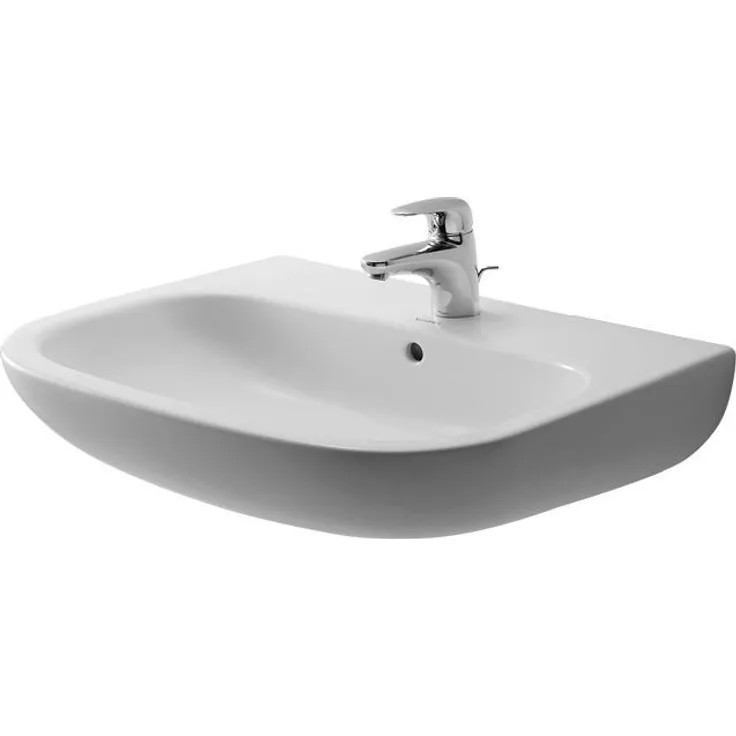 Duravit Waschtisch D-CODE mit Überlauf, Hahnlochbank, 1 Hahnloch 550 x 430 mm weiß
