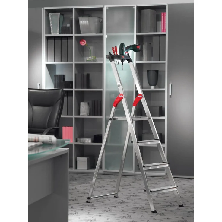 Hailo L80 ComfortLine, Alu-Sicherheits-Stehleiter, 5 Stufen – Bild 4