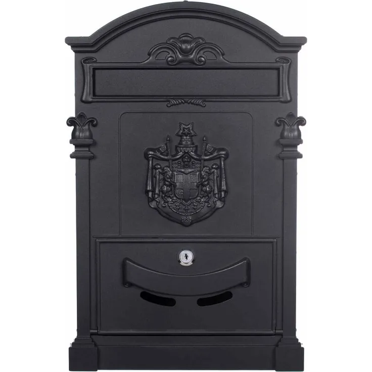 Birendy - Antiker Briefkasten LB-001-Long Schwarz Wandbriefkasten, Postkasten Englisch