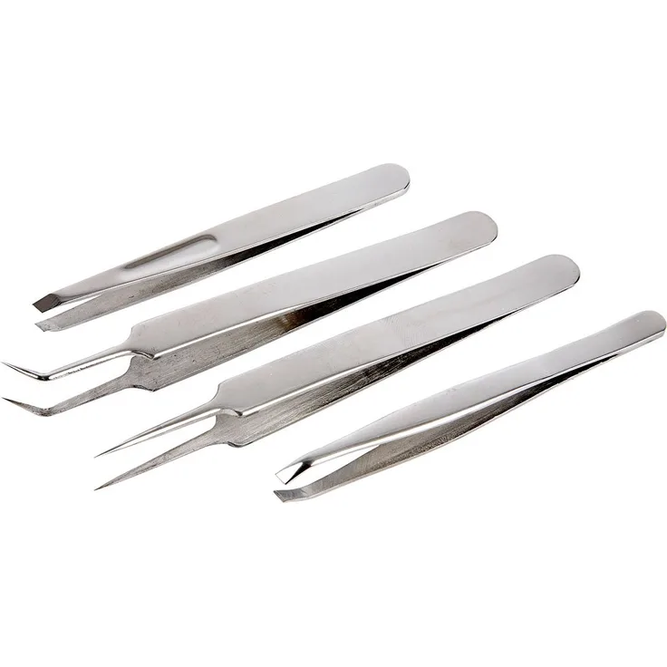 Pinzetten-Set, L: 9-12 cm, 4asstd