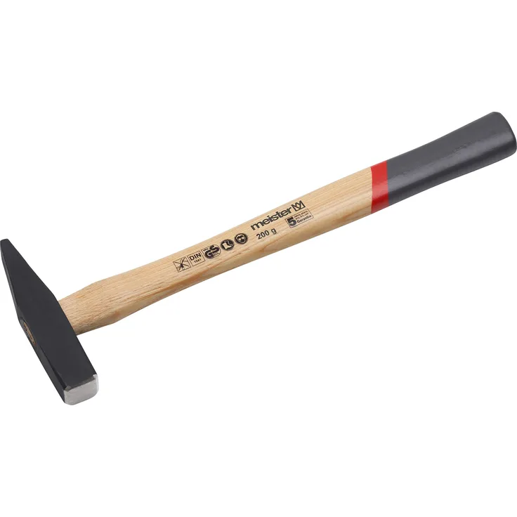 Meister Schlosserhammer - 200 g Kopfgewicht - Robuster Stiel aus Hickoryholz - Stahlgusskopf - Ingenieurhammer - Hammer mit Esche-Stiel - 2216100