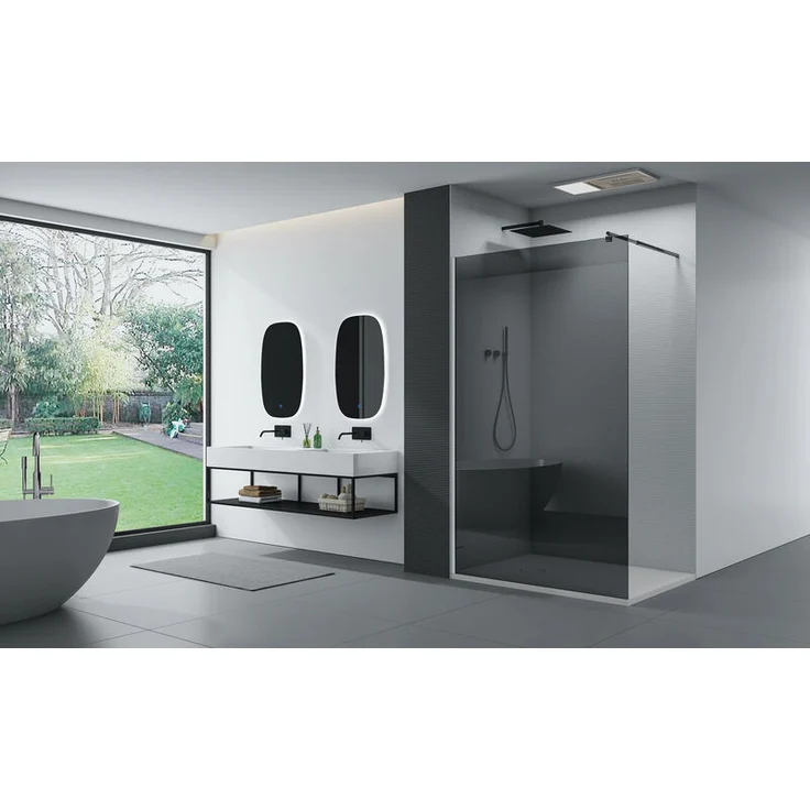 Duschabtrennung Walk-In Nano Echtglas EX101 - graues Glas - Breite wählbar1500mm