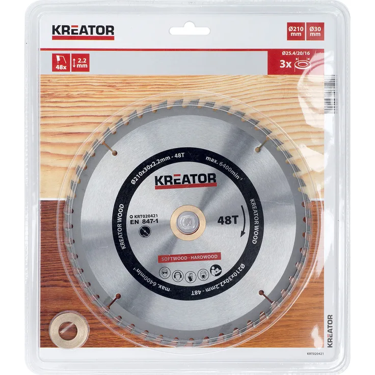 KREATOR Holzsägeblatt 210mm48d KRT020421