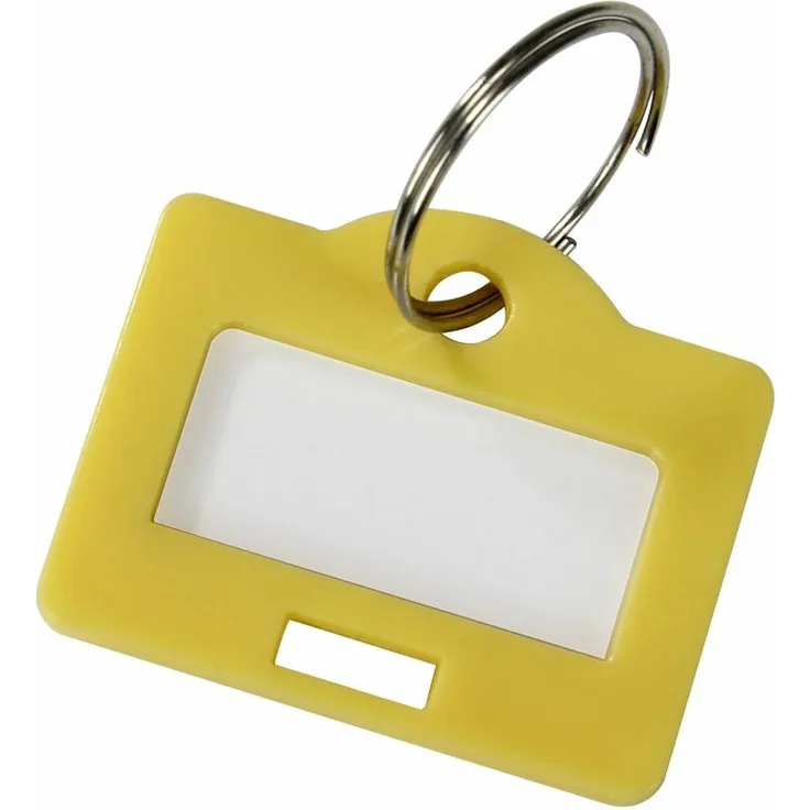 HMF 1800-17 Schlüsselanhänger inkl. Schlüsselring und Beschriftungsstreifen, 2,9 x 2,5 x 0,26 cm, gelb