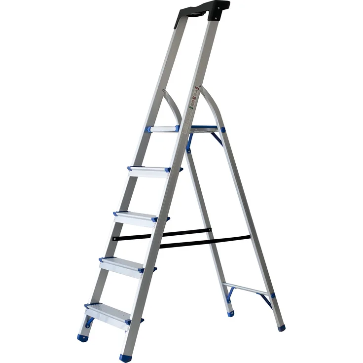 Pavo PREMIUM Haushaltsleiter, Mehrzweckleiter, Stehleiter, Klappleiter aus Aluminium - 5 Stufen 1,50 m, 8037346