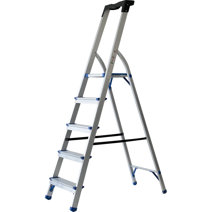 Pavo PREMIUM Haushaltsleiter, Mehrzweckleiter, Stehleiter, Klappleiter aus Aluminium - 5 Stufen 1,50 m, 8037346