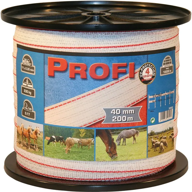 Kerbl Weidezaunband Profi 200 m 40 mm weiß-rot TriC 59502