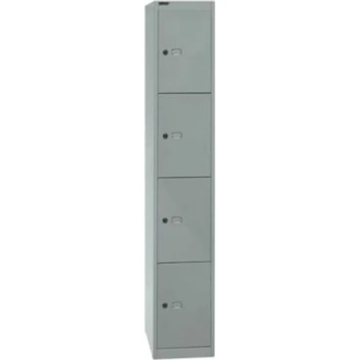 Bisley OFFI Garderobenschrank - 1 Abteil, 4 Fächer - Tiefe 457 mm, silber |