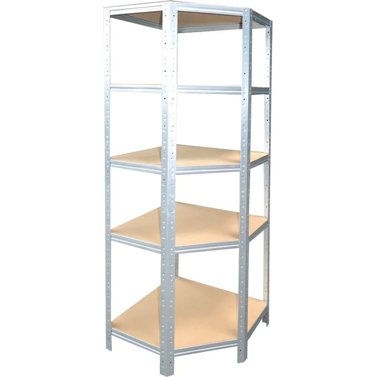 HOME Eckregal 180x70x40 cm verzinkt mit 5 Böden - Steckregal für unsere 40 Tiefen - Shelfplaza