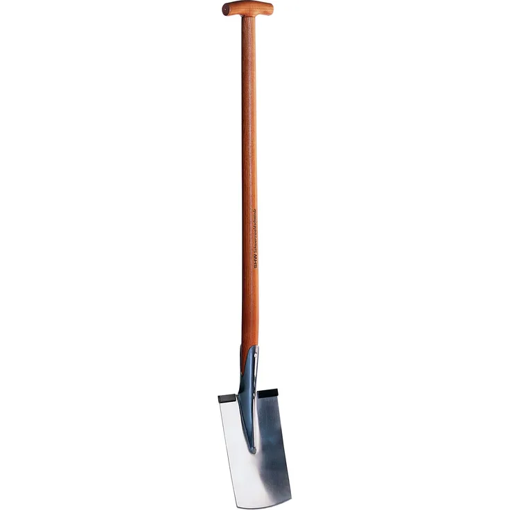 SHW Rex-Edelstahlspaten mit Tritt und Eschen-T-Stiel 90 cm