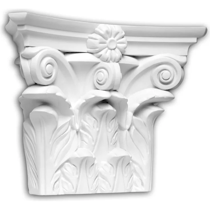Profhome Decor - Pilaster Kapitell 451301 Fassadenelement Pilaster Außenstuck Korinthischer Stil weiß