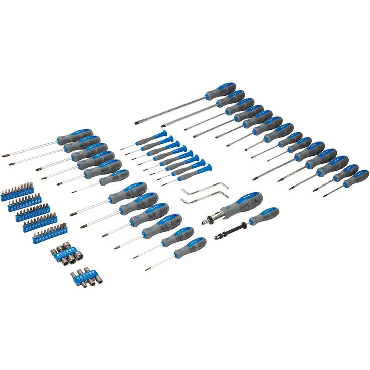 Silverline 283983 Screwdriver Set 100pce Schraubendrehersatz 100-tlg Blue Pantone 300c - Grau 431c