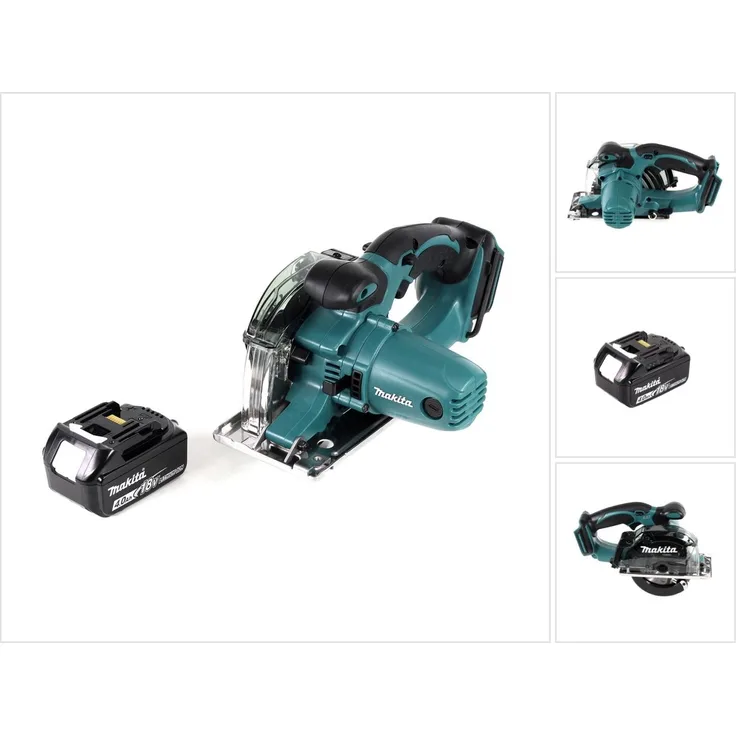 Makita DCS 552 M1 18 V Akku Metall Handkreissäge 136 mm + 1x 4,0 Ah Akku - ohne Lader + Sägeblatt und Schutzbrille