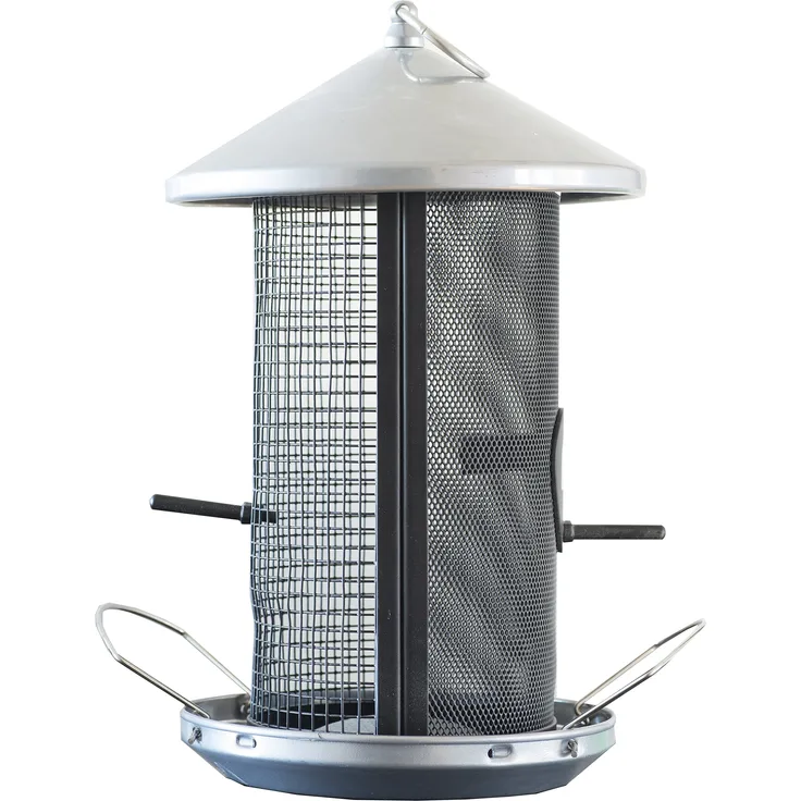 Windhager Vogelfuttersilo HAPPY BIRD, Vogelfutterspender Futterstation, witterungsbeständig, aus Metall, schwarz-silber, 06999