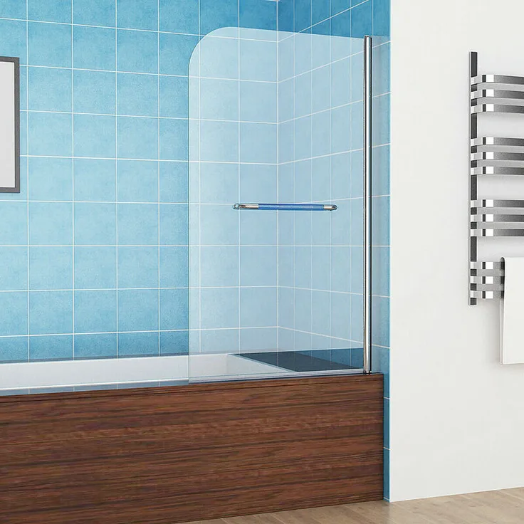 80x140 cm Badewannen Duschwand Aufsatz Duschabtrennung 6mm NANO Glas mit Handtuchhalter
