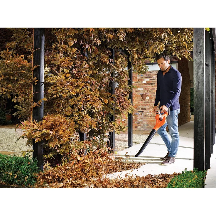 Black und Decker Akku Laubbläser GWC1820PC Gartenbläser inklusive Akku und Ladegerät Blasgerät mit 18V Lithium-Ionen-Akku und 2,0 Ah für lange Laufzeiten Bis zu 209km-h Blasgeschwindigkeit – Bild 6