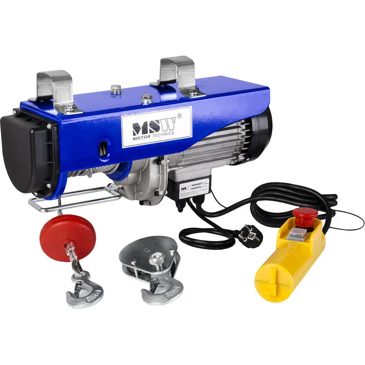 MSW - Seilwinde 800Kg Seilzug Hebezug Winde Motorwinde 230V Seilhebezug Flaschenzug