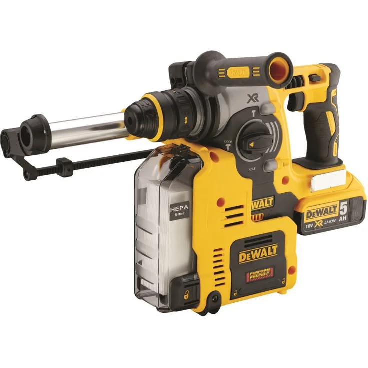 DeWalt SDS-Plus Akku-Kombiha mmer (18 Volt, 5,0 Ah, bürstenlos, Staubabsaugung, für Beton, Ziegel und Mauerwerk) DCH275P2