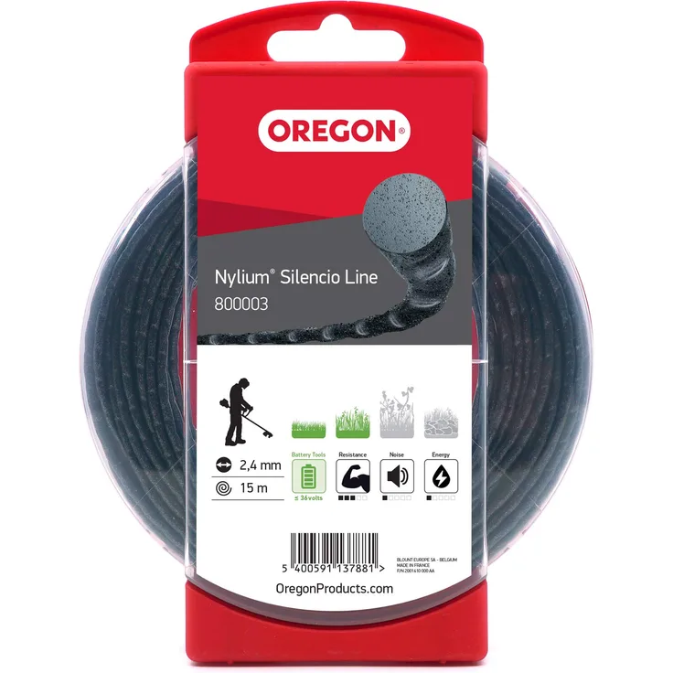 Oregon 800003 Nylium Silencio-Mähfaden ,2,4 mm x 15 m (Blisterverpackung)