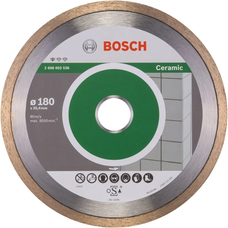 Bosch Professional Diamanttrennscheibe Standard für Ceramic, 180 x 25,40 x 1,6 x 7 mm, 2608602536 – Bild 1